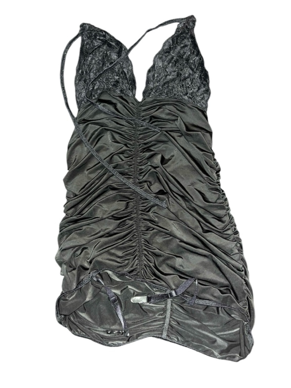 Black Lace Ruched Slip Dress - Women Intimates & Sleepwear